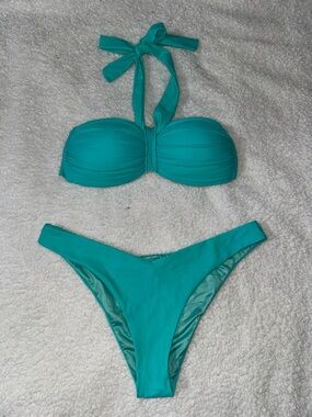 Sunsations Teal Bandeau Halter Bikini Set